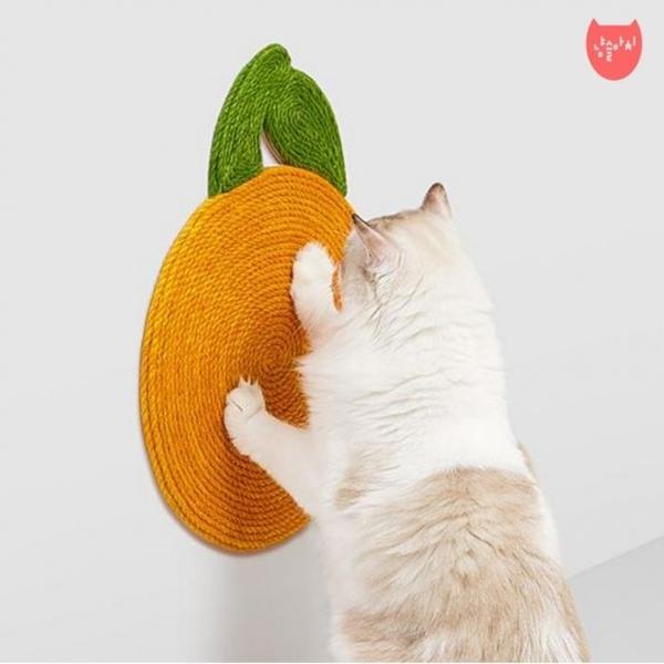 냥슬아치 고양이 스크래쳐 오렌지 벽 수직 코너 로프 삼줄(1)