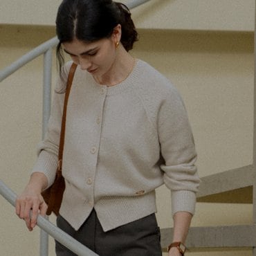 틸아이다이 Raglan sleeve romantic wool cardigan_Oat gray