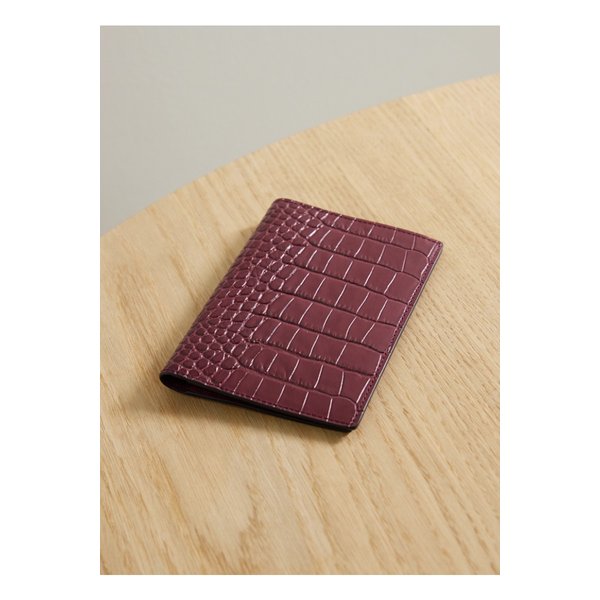 스마이슨 마라 크로커다일 이펙트 가죽 여권 홀더 버건디 46376663162874310