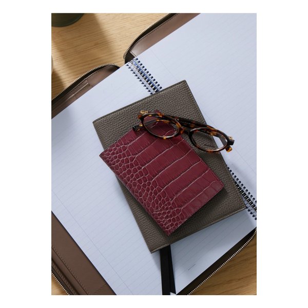 스마이슨 마라 크로커다일 이펙트 가죽 여권 홀더 버건디 46376663162874310