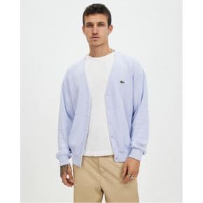 5019151 Lacoste Classic Moss Stitch Cotton Cardigan - Blue