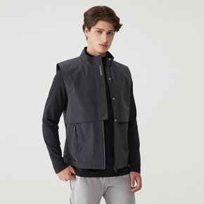 M FULL-ZIP WOVEN VEST CHARCOAL