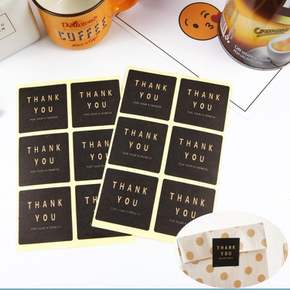 땡큐 THANK YOU 선물 답례품 포장 사각스티커 검정 6P