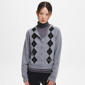 WOMAN 마일드 아가일 크루넥 가디건 [GREY] / GF3LKC514