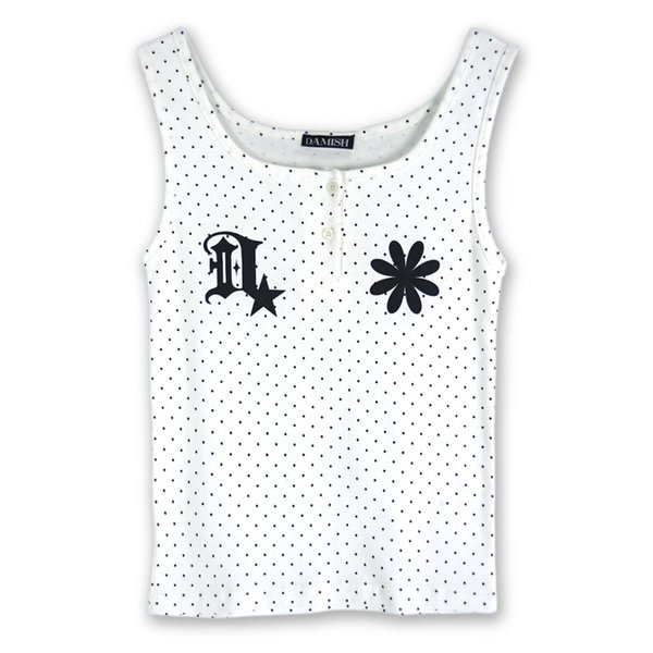 Front Logo Button Dot Tank-Top_Ivory