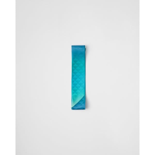 프린티드 실크 트윌 스키니 스카프