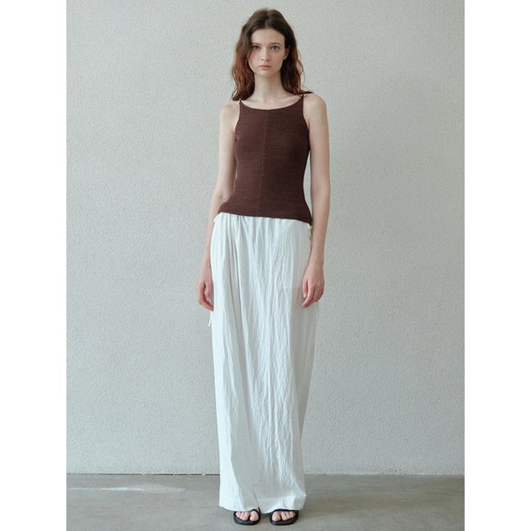 side drawstring wide pants (white)