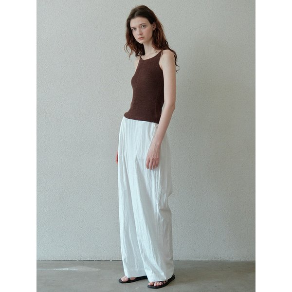 side drawstring wide pants (white)