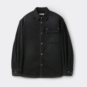 에센셜 블랙 오버핏 데님 셔츠 C9SAW25211BKX