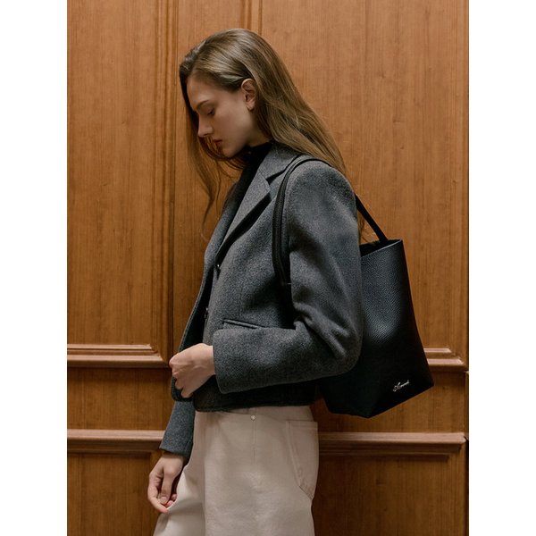 Slim Fit Wool Crop Blazer Charcoal AT5JAF039CC