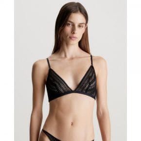 4377805 Calvin Klein Minimalist Micro With Lace Unlined Triangle Bra - Black 73045568