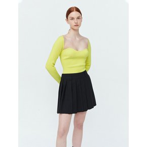 Heart Neck Rib Knit Top (Lime)