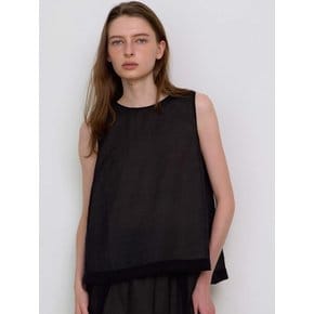 mildy sheer sleeveless blouse-black