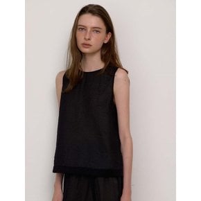 mildy sheer sleeveless blouse-black