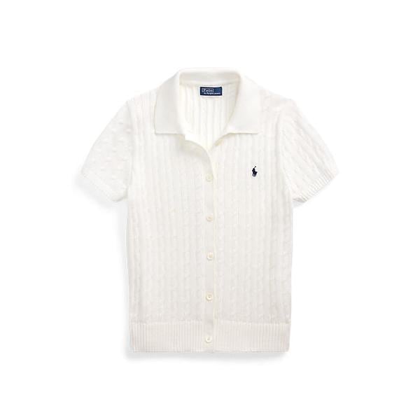 여성 케이블 코튼 숏 슬리브 폴로 카디건(WMPOSWENDW20362100)