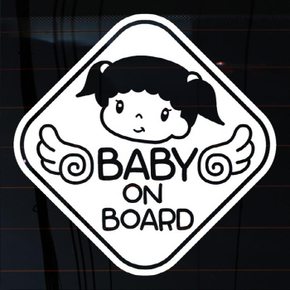 자동차스티커_미미 마름모 baby on board