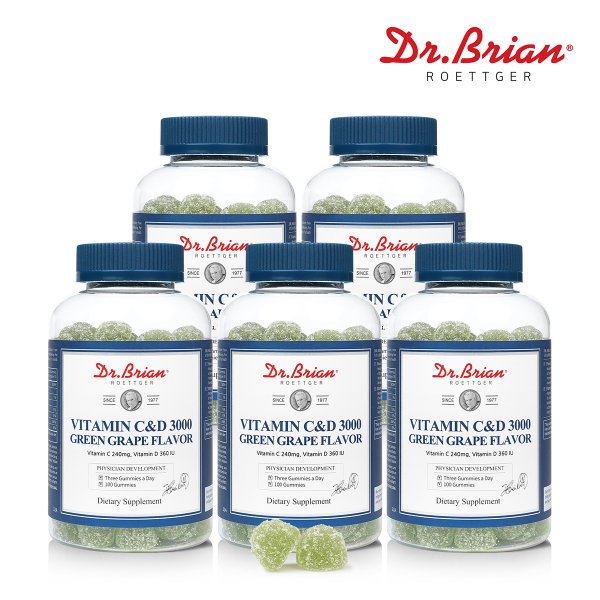 비타민C&D 3000 청포도맛(100구미)X5통