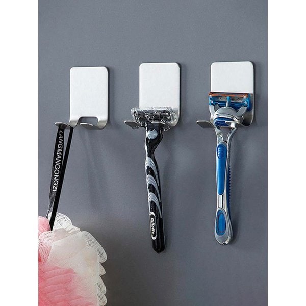 무타공 접착식 스테인레스 스틸 면도기 걸이 다용도 거치대