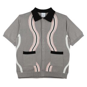 WAVE PATTERN ZIP UP KNIT GREY - 웨이브 패턴 집업 니트