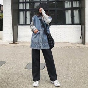 레이어드 패션 워싱 조끼 간절기 루즈핏 여성 베스트