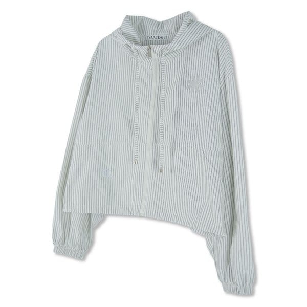 Reflective Flower Stripe Hoodie Zip-up_Cream