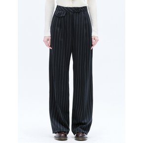 PINTUCK TAILORED WIDE PANTS_NAVY