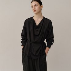 Draped Allen Blouse Charcoal (Merino Wool)