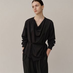 PF24 Draped Allen Blouse Charcoal (Merino Wool)