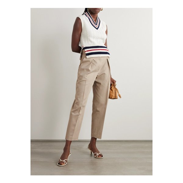 브루넬로쿠치넬리 크롭 코튼 울 혼방 트윌 테이퍼드 팬츠 베이지 1647597337404234