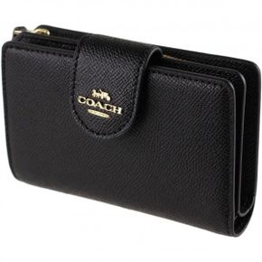 영국 코치 지갑 COACH Medium 레더 Corner Zip Wallet in 블랙 Gold Style No. 6390 Gold/블랙 1