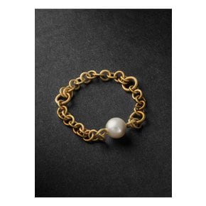 Akoya Gravity Pearl 18-Karat Gold Chain Ring 골드