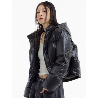 언노운플라넷 후드 다운 숏 푸퍼 블랙_HOOD DOWN SHORT PUFFER BLACK