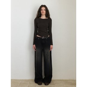 Damaged Black Denim Pants, Black