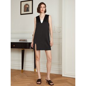 YY_New v-neck sleeveless dress_BLACK