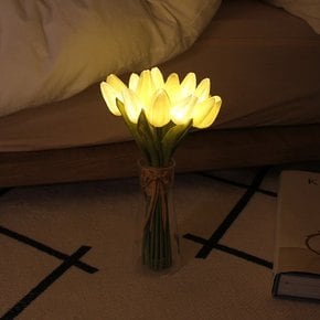 [via k studio] 뉴 화이트 튤립 부케 LED 무드등