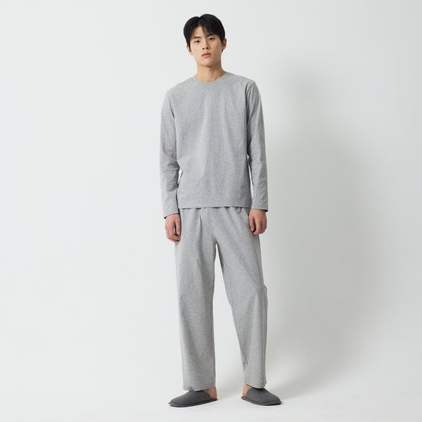 남 스마트 코튼 라운드넥 긴팔 파자마 티셔츠 J20N901114083