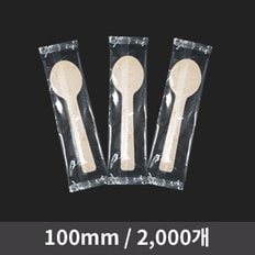  일회용 자작나무 우드 아이스크림스푼 개별포장 100mm 1박스(2000개)