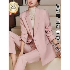 여성 바지 정장 세트 1/1+1 스타일리시 캐주얼 정장 세트 캐주얼 패션 여성 정장 세트(6 color)