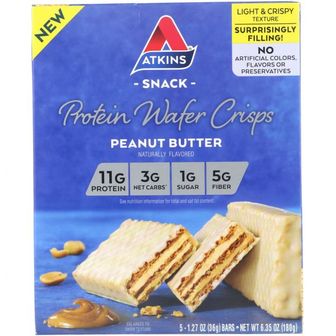  Atkins 단백질 웨이퍼 크리스프 땅콩버터 5개입 각 36g(1.27oz)