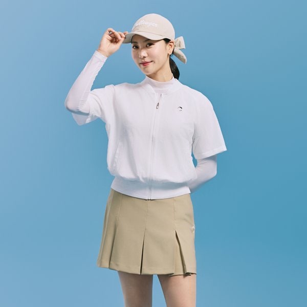 [부산점] 여성 시어서커 라글란 블루종 반팔 자켓 화이트