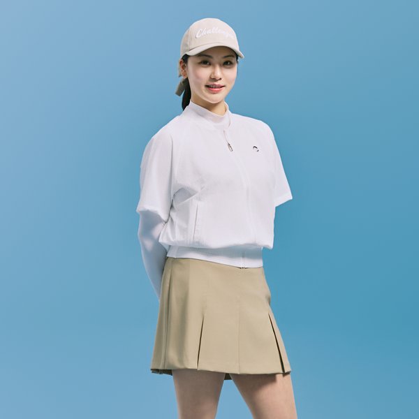 [부산점] 여성 시어서커 라글란 블루종 반팔 자켓 화이트