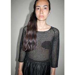 크리스타세아 24SS WASHI PAPER FISHNET TOP IN BLACK