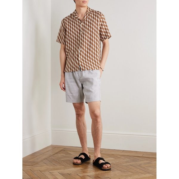 프레스코볼 카리오카 로베르토 캠프칼라 프린트 리넨 셔츠 46376663163008320