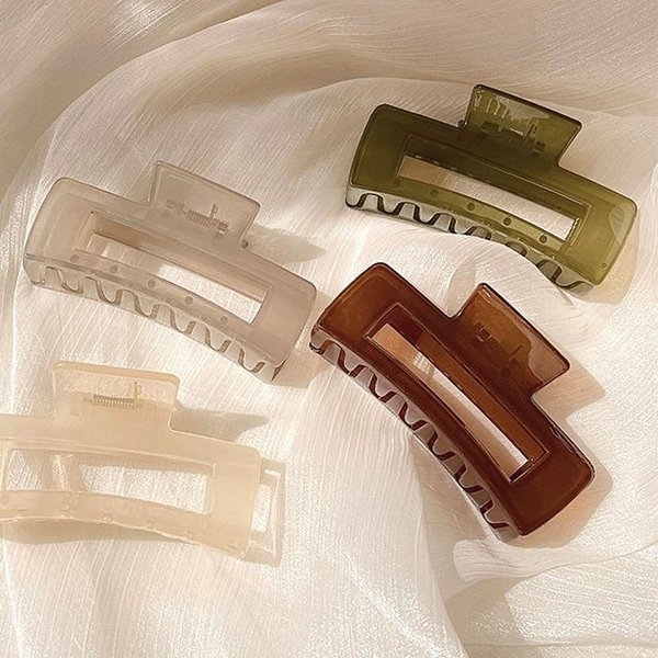 4가지 색상 스퀘어 집게핀 바나나핀 비녀 반머리 납작 슬림 트위스트