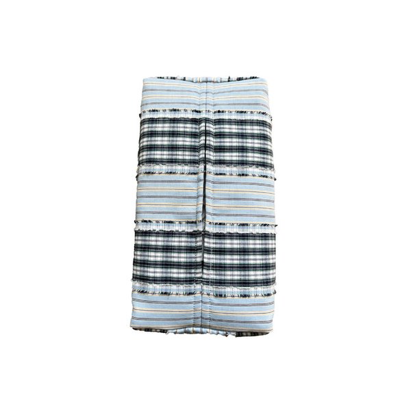 CHECK FRINGE TISSUE COVER (SKY)