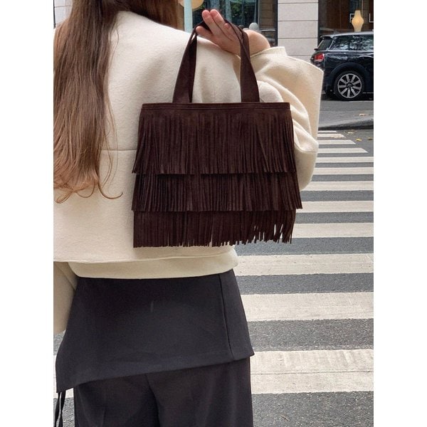 Fringe Suede Tote bag / DEEP MOCHA
