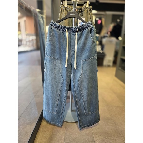 [시흥점] 더블니 데님 카펜터 세미와이드팬츠(남여공용)/JGZZ80106BL