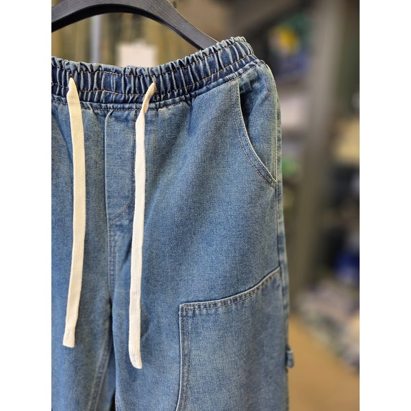 [시흥점] 더블니 데님 카펜터 세미와이드팬츠(남여공용)/JGZZ80106BL