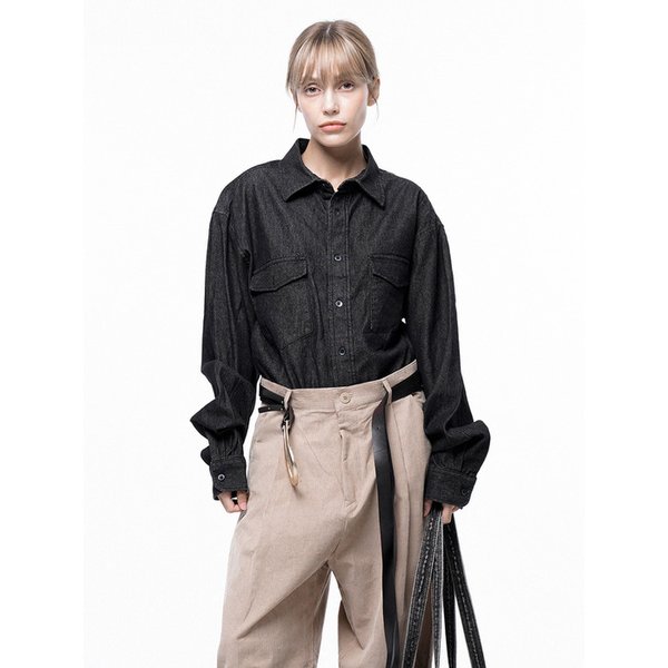 Western Pocket Denim Shirt - Black Indigo /W243SH03BK