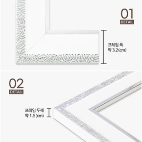 보석십자수 패브릭형 액자 30x30 고급형 슬림 앤틱화이트 (아크릴 보호필름-스티커판 포함) (누니액자)